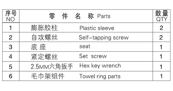 HF-90308毛巾環(huán)零件名稱